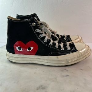 Convers X CDG Chuck Taylor All Star 70 Hi Men Size 9 US Black Shoes